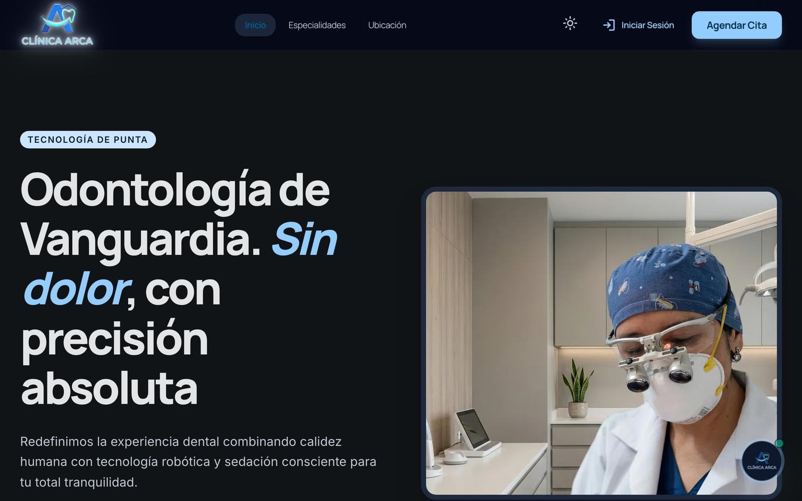 Preview of the Clínica Arca website