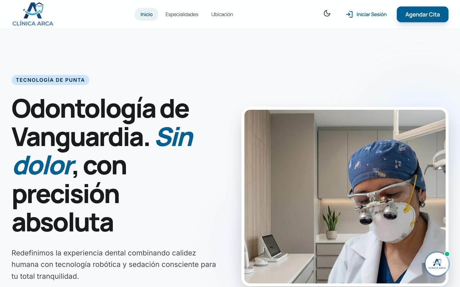 Preview of the Clínica Arca website
